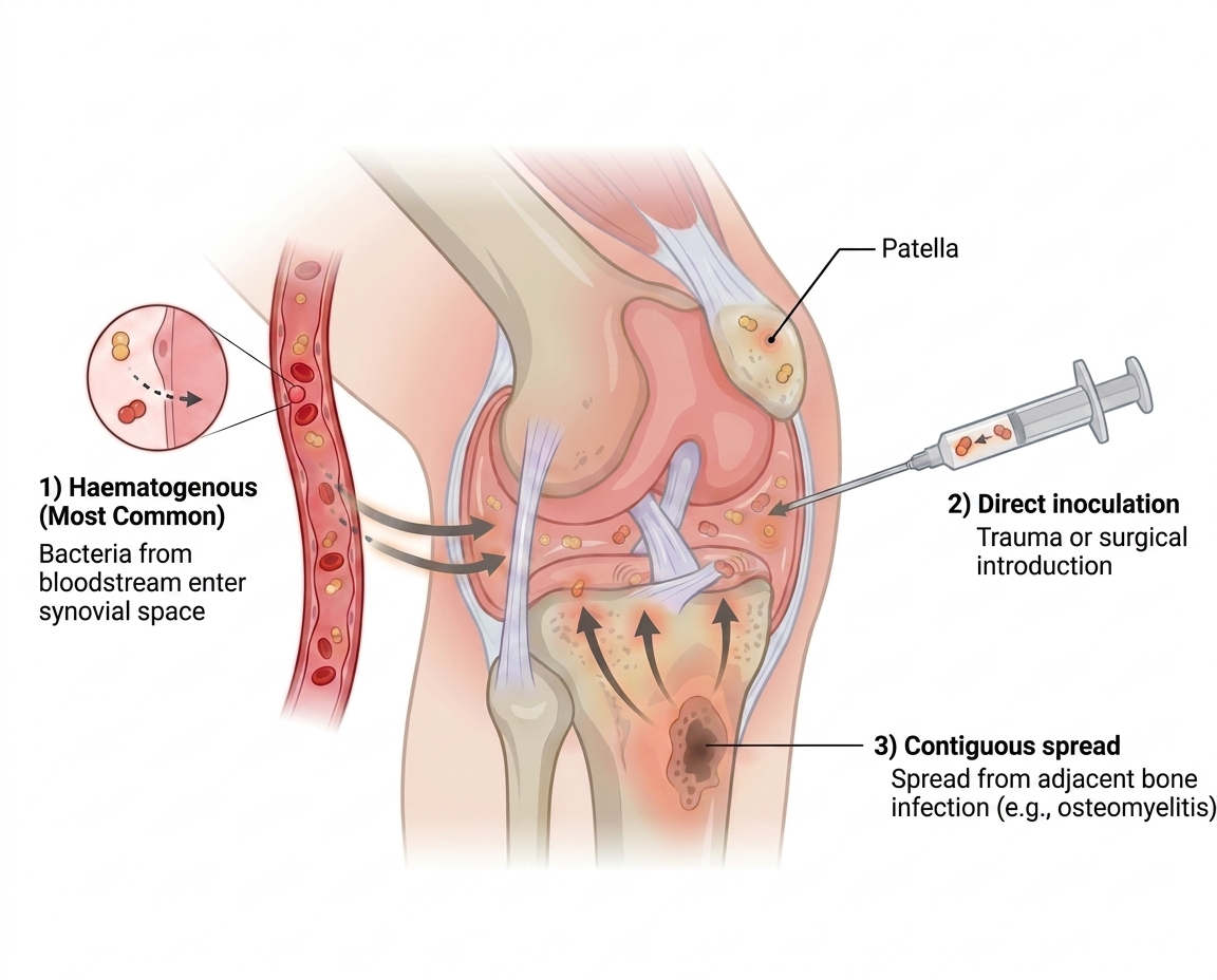 Routes of joint infection diagram
